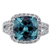 Silver Ring with Alexandrite and CZs -Size 7